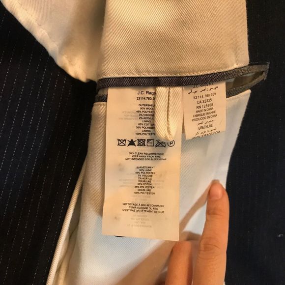 Never worn J.C. Rags Pinstripe Wool Blazer Tailored Fit Surgeon's Cuff Men L - Picture 4 of 11